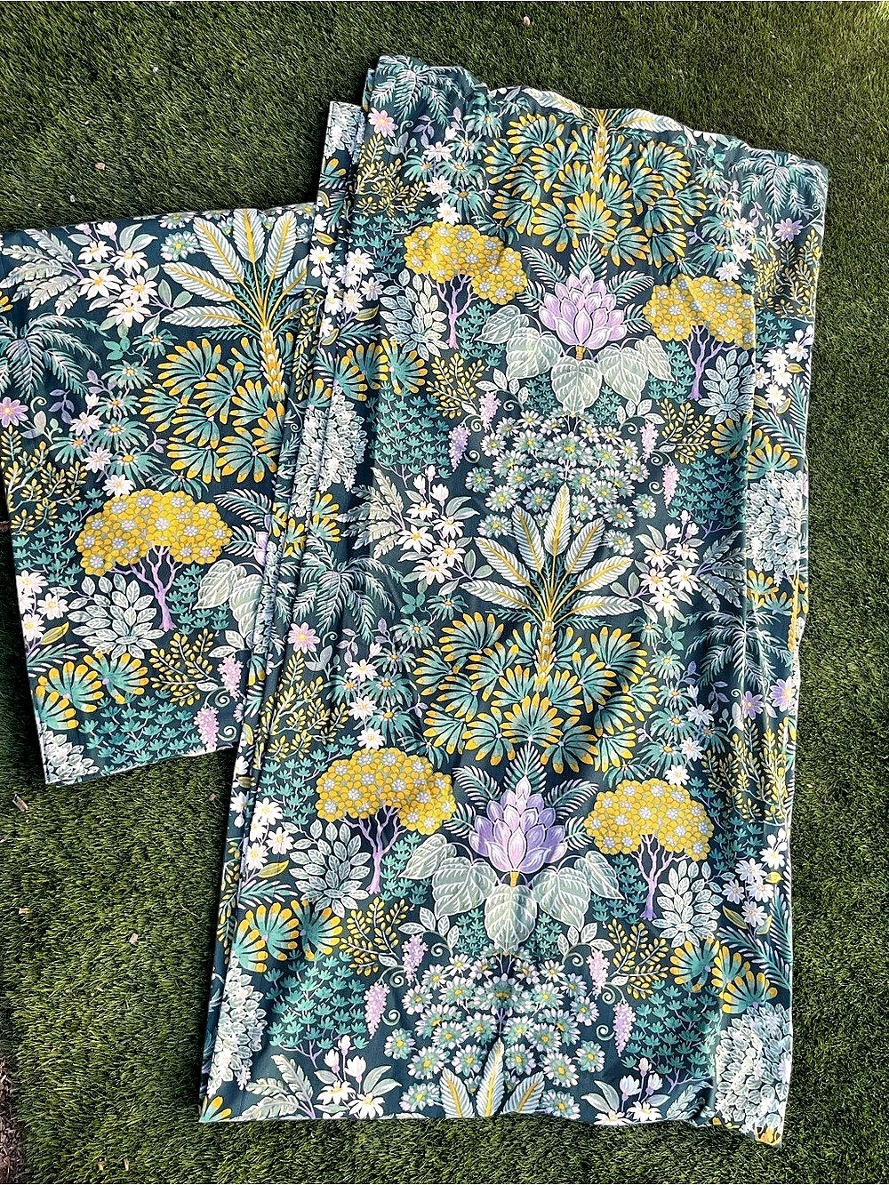 Green Botanical BoHo Curtain Panels Custom Made